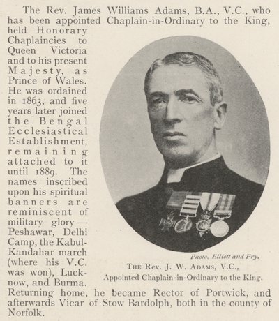 Pastor JW Adams, VC, utnevnte kapellan-in-ordinær til kongen av English Photographer