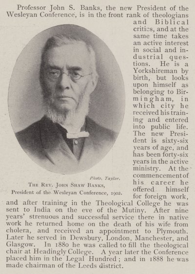 Pastor John Shaw Banks, president for Wesleyan-konferansen, 1902 av English Photographer