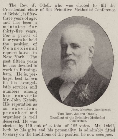 Pastor Joseph Odell, president for Primitive Methodist Conference av English Photographer