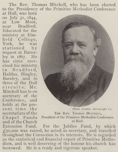 Pastor Thomas Mitchell, president for Primitive Methodist Conference på Hull av English Photographer