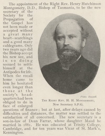 Høyre pastor HH Montgomery, ny sekretær SPG av English Photographer