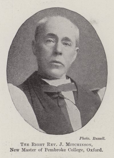 Den høyre pastor J Mitchinson, ny mester ved Pembroke College, Oxford av English Photographer