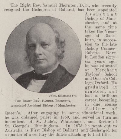Den høyre pastor Samuel Thornton, utnevnt til assisterende biskop av Manchester av English Photographer