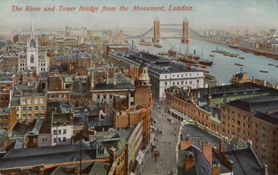 Elven og Tower Bridge fra Monumentet, London av English Photographer