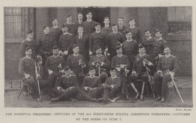 Roodeval-fangene, offiserer fra 4. Derbyshire Militia (Sherwood Foresters) tatt til fange av boerne 7. juni av English Photographer