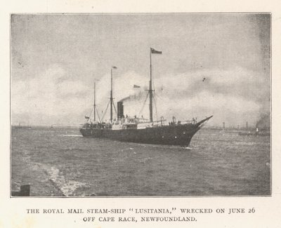 Royal Mail Steamship Lusitania, vraket 26. juni utenfor Cape Race, Newfoundland av English Photographer