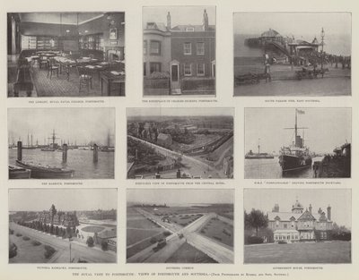 Det kongelige besøket i Portsmouth, utsikt over Portsmouth og Southsea av English Photographer