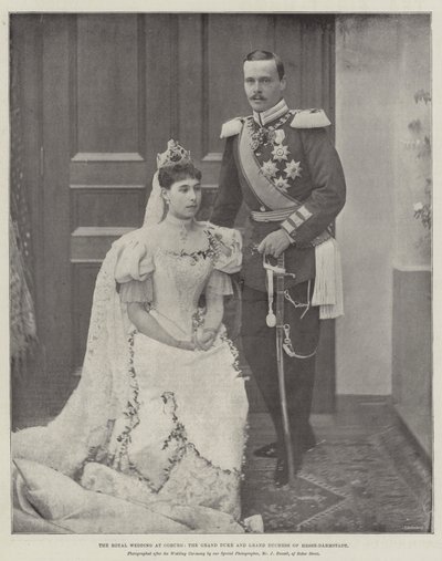 Det kongelige bryllup i Coburg, storhertugen og storhertuginnen av Hessen-Darmstadt av English Photographer