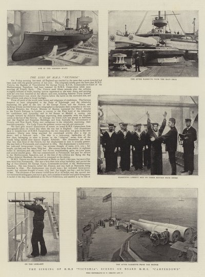 The Senking of HMS Victoria, Scenes on Board HMS Camperdown av English Photographer