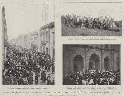 Den spansk-amerikanske krigen, scener i Las Palmas, Grand Canary, blir nå befestet og forsynt av Spania av English Photographer