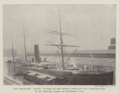 Steam-Ship Maine, tilbudt til det britiske admiralitetet som et sykehus-skip av Mr Bernard Baker, fra Baltimore, USA av English Photographer