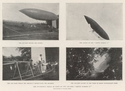 De vellykkede forsøkene i Paris av luftskipet Santos Dumont V av English Photographer