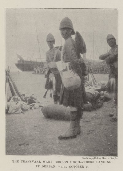 Transvaal-krigen, Gordon Highlanders lander i Durban, 07.00, 9. oktober av English Photographer
