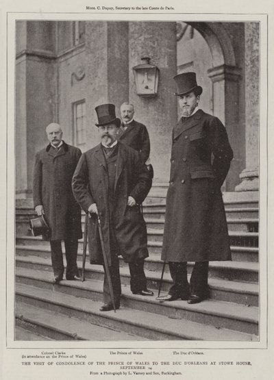 Kondolansebesøket til prinsen av Wales til Duc dOrleans i Stowe House, 14. september av English Photographer