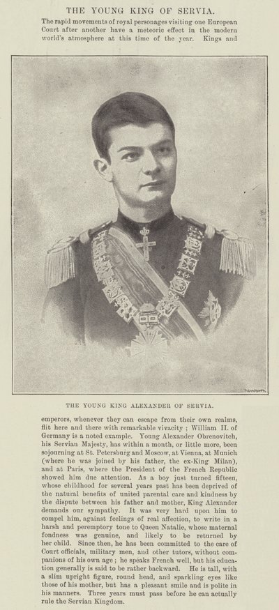 Den unge kongen Alexander av Serbia av English Photographer