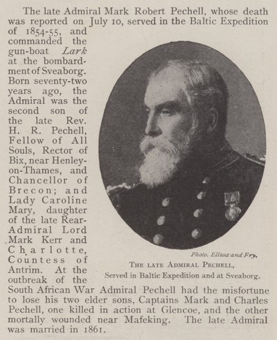Avdøde admiral Pechell, tjenestegjorde i Baltic Expedition og på Sveaborg av English Photographer
