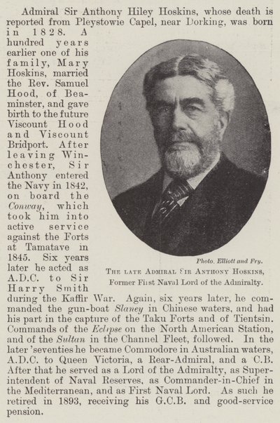 Avdøde admiral Sir Anthony Hoskins, tidligere første marineherre for admiralitetet av English Photographer
