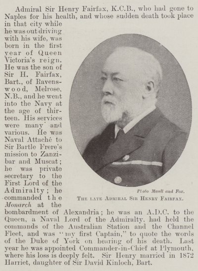 Avdøde admiral Sir Henry Fairfax av English Photographer