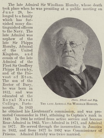 Avdøde admiral Sir Windham Hornby av English Photographer
