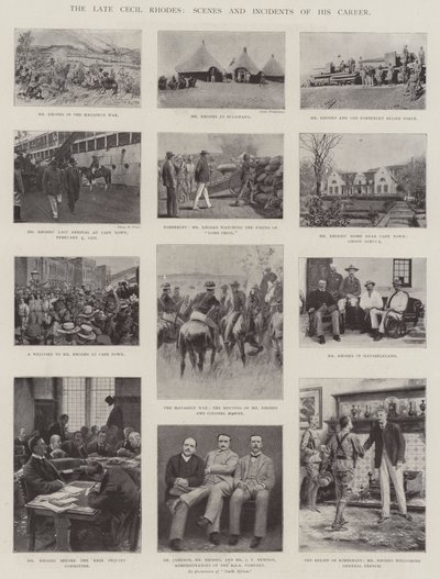 Avdøde Cecil Rhodes, scener og hendelser i karrieren av English Photographer