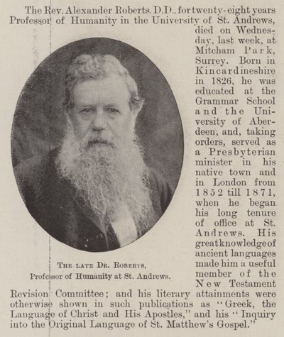 Avdøde Dr Roberts, professor i humanitet ved St. Andrews av English Photographer