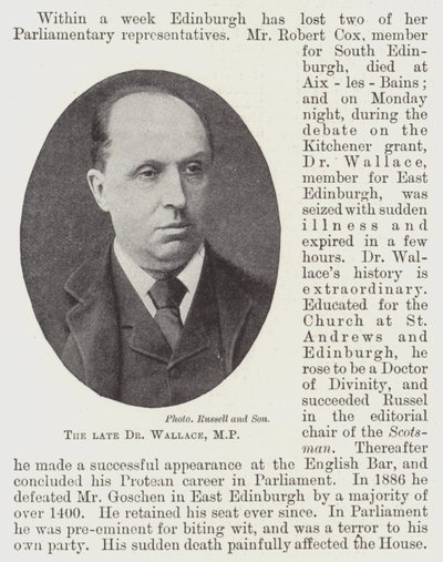 Avdøde Dr Wallace, MP av English Photographer