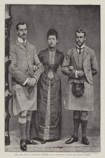 Den avdøde hertugen av Clarence, prinsesse Louise (hertuginne av Fife) og prins George av English Photographer