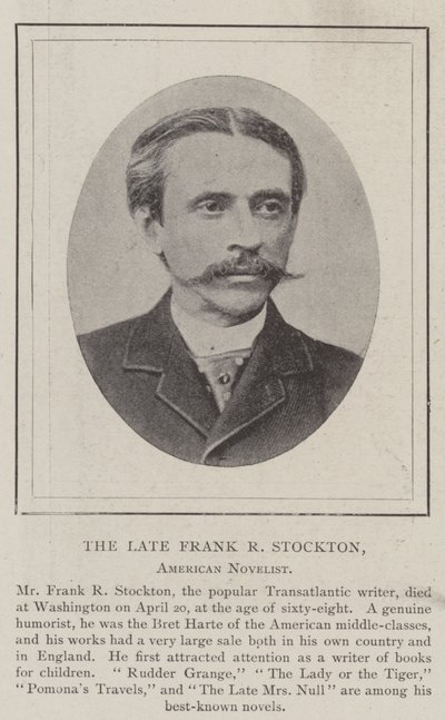 Avdøde Frank R Stockton, amerikansk romanforfatter av English Photographer