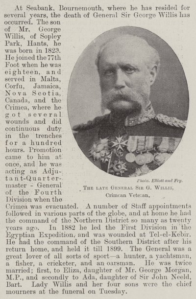 Avdøde general Sir G Willis, Krim-veteran av English Photographer
