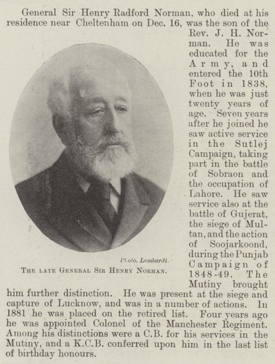 Avdøde general Sir Henry Norman av English Photographer