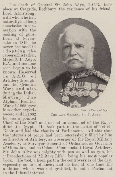 Avdøde general Sir J Adye av English Photographer