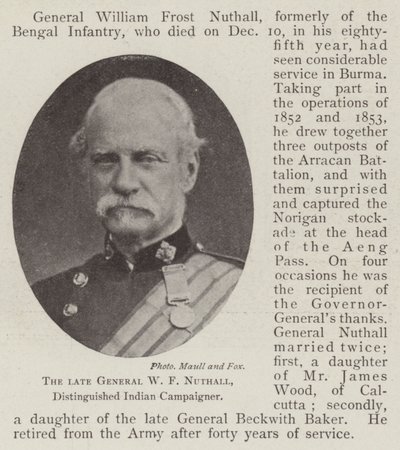 Den avdøde general WF Nuthall, fremtredende indisk kampanje av English Photographer