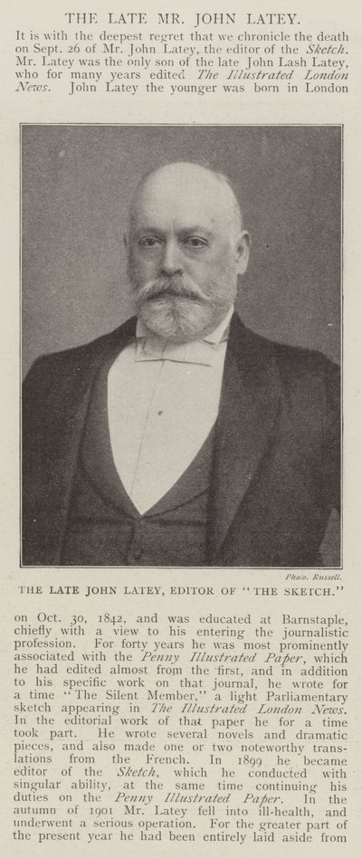 Avdøde John Latey, redaktør av The Sketch av English Photographer