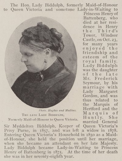 Avdøde Lady Biddulph, tidligere tjenestejente til dronning Victoria av English Photographer