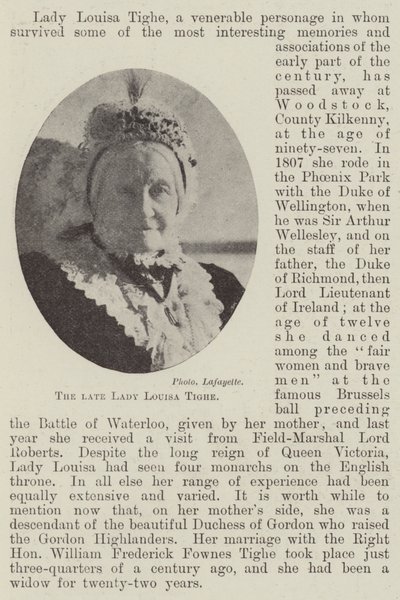 Avdøde Lady Louisa Tighe av English Photographer
