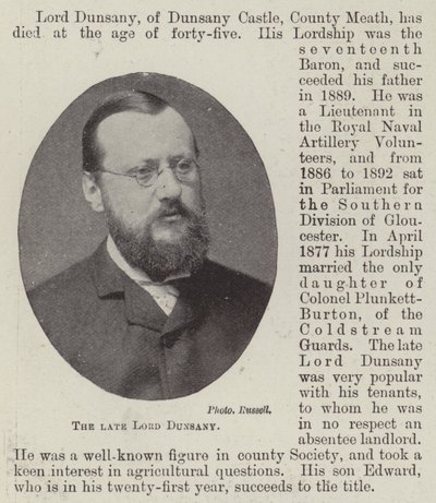 Avdøde Lord Dunsany av English Photographer