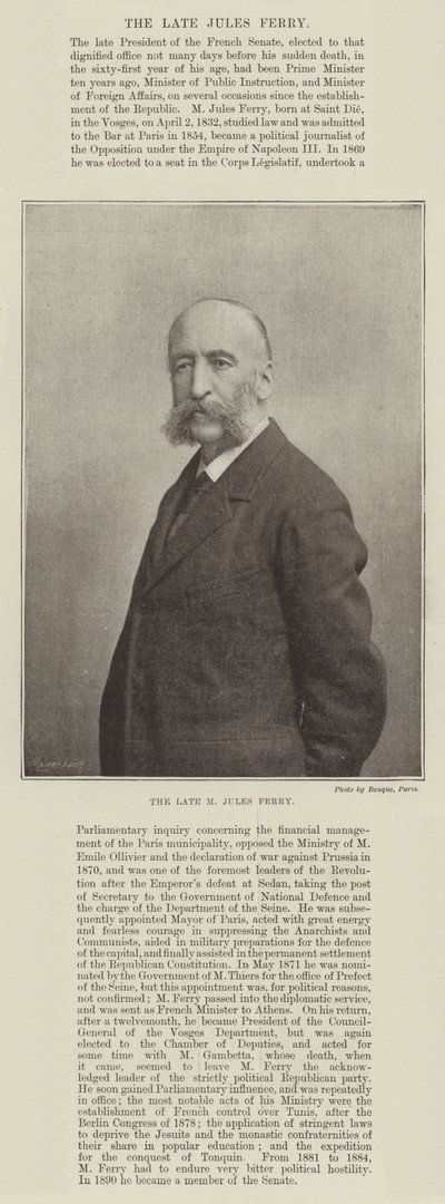 Avdøde M Jules Ferry av English Photographer