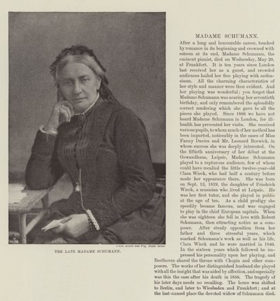 Avdøde Madame Schumann av English Photographer