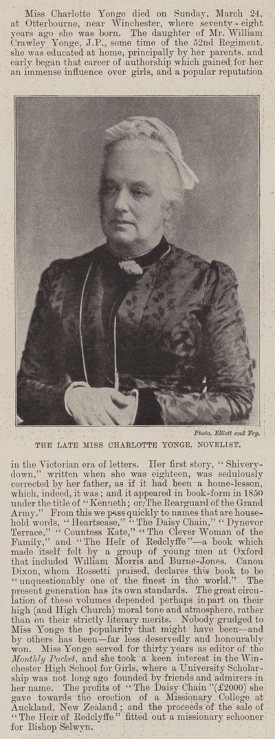 Den avdøde frøken Charlotte Yonge, romanforfatter av English Photographer