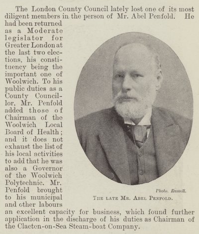 Avdøde herr Abel Penfold av English Photographer