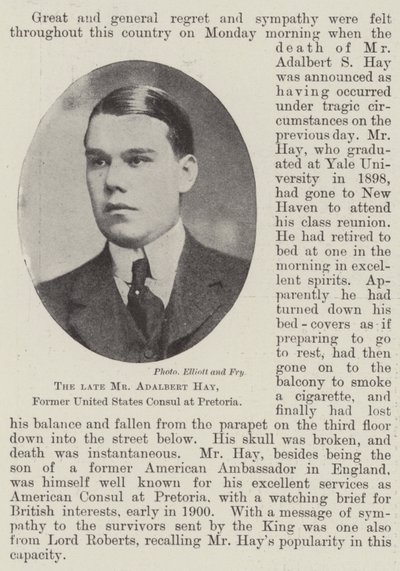 Avdøde herr Adalbert Hay, tidligere USAs konsul i Pretoria av English Photographer