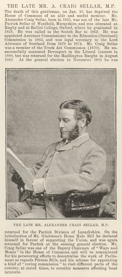 Avdøde Alexander Craig Seller, MP av English Photographer