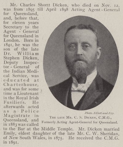 Avdøde Mr C S Dicken, CMG, tidligere fungerende generalagent for Queensland av English Photographer