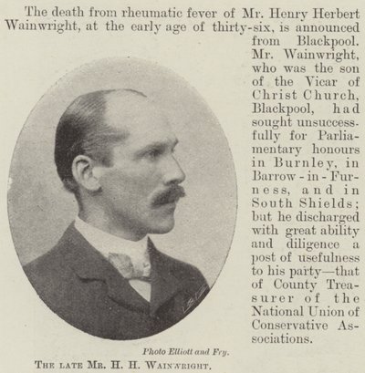 Avdøde Mr H H Wainwright av English Photographer