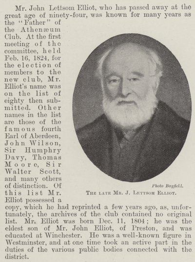 Avdøde Mr J Lettsom Elliot av English Photographer