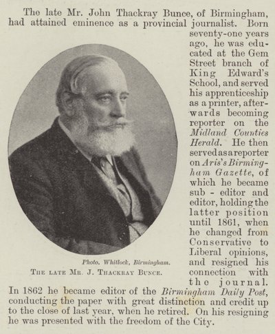 Avdøde Mr J Thackray Bunce av English Photographer