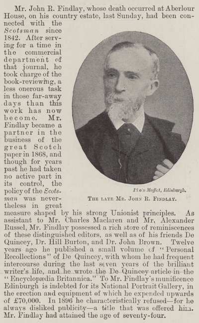 Avdøde John R Findlay av English Photographer