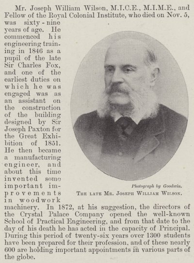 Avdøde herr Joseph William Wilson av English Photographer