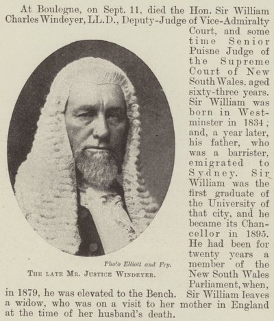 Avdøde herr Justice Windeyer av English Photographer