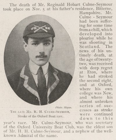 Avdøde Mr R H Culme-Seymour, Stroke of the Oxford Boat 1901 av English Photographer